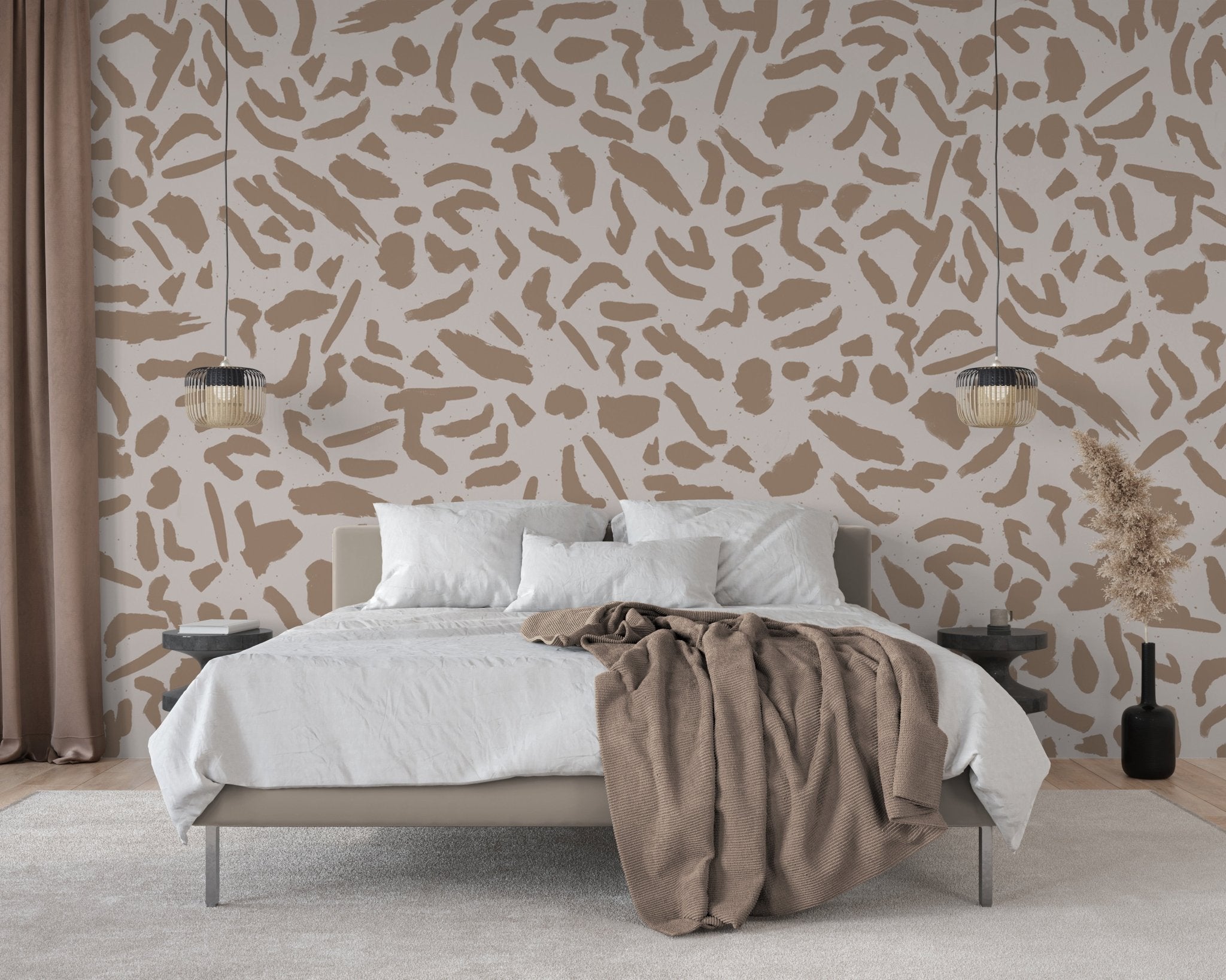 Papier peint artistic form beige, mural concept, tendance