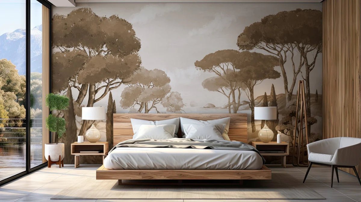 Papier peint balade dans les calanques brun, mural concept, tendance