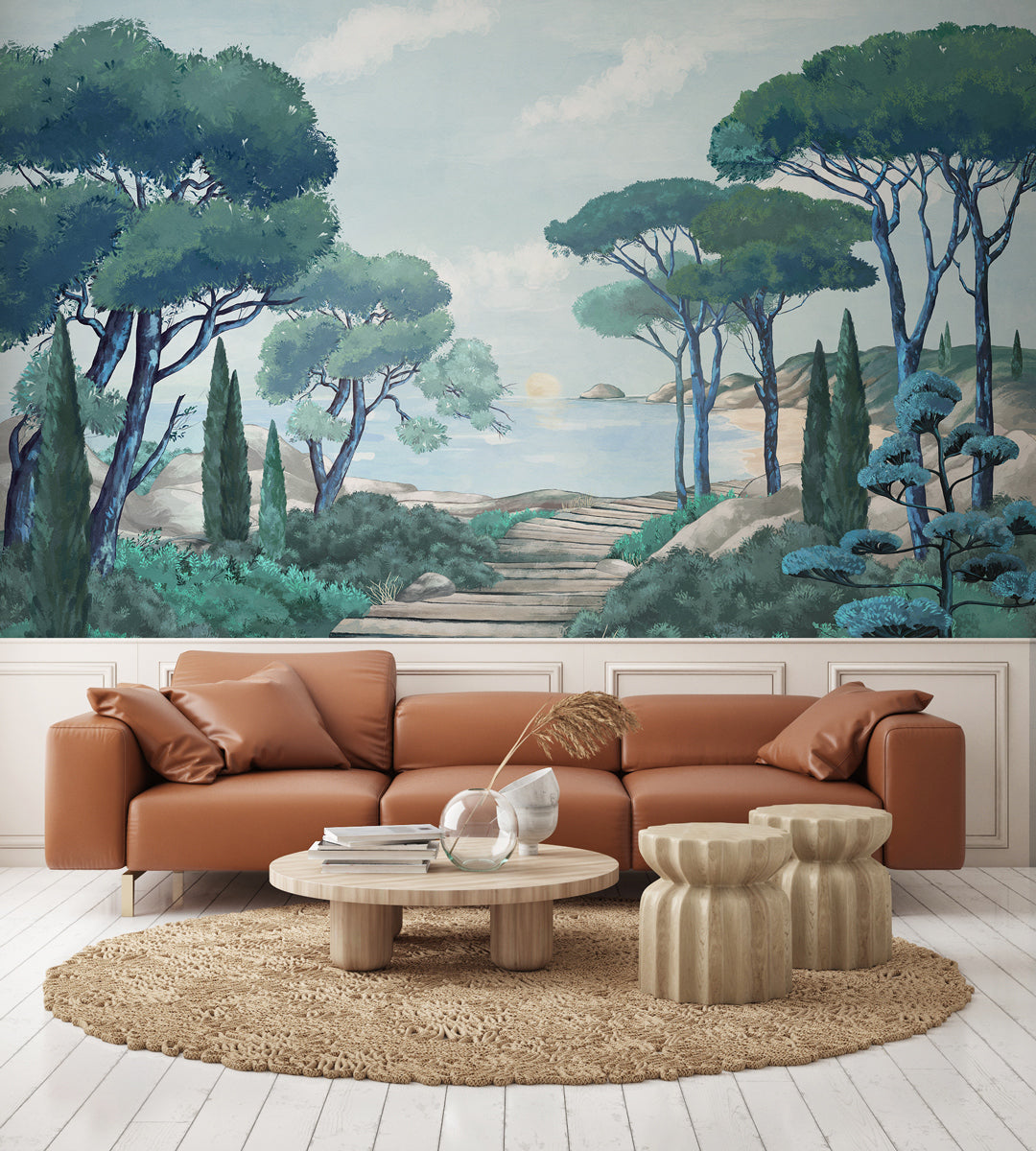 Papier peint balade dans les calanques, mural concept, tendance