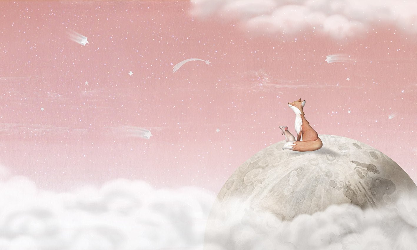 Papier peint bébé nuit apaisante rose, XXL, tendance