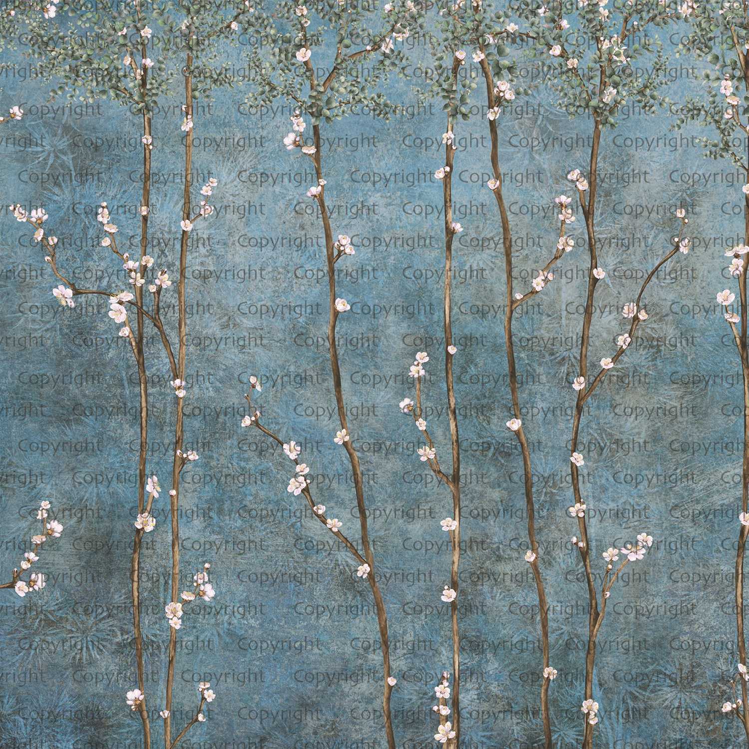 Papier peint panoramique branches japandi, XXL, tendance