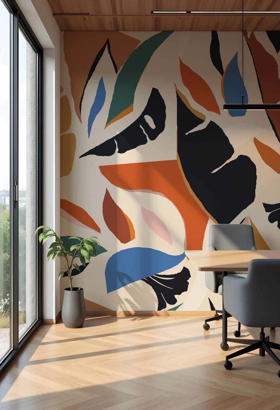 Papier peint contemporain végétal, XXL, tendance