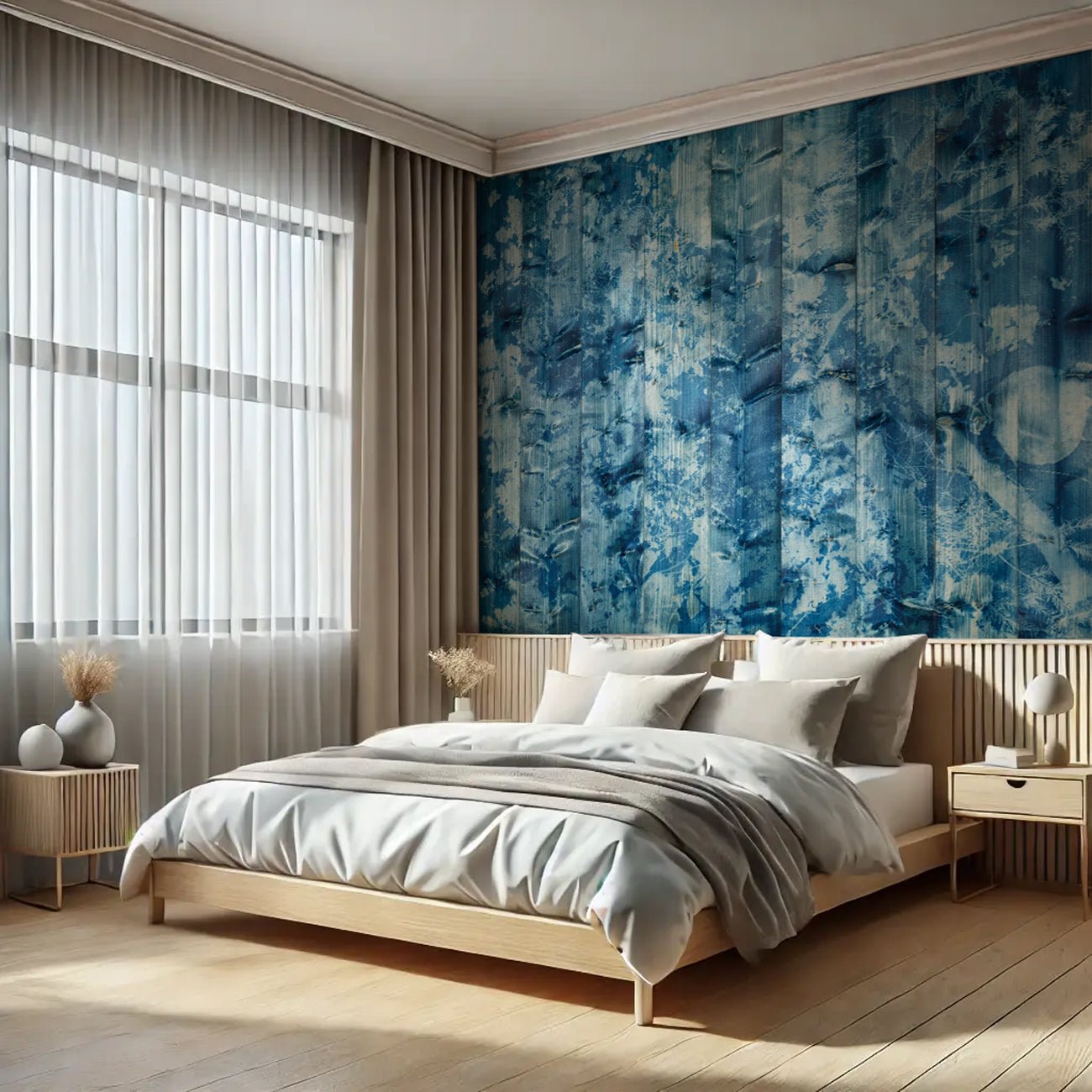 Papier peint Cyanotype Boréal | Les Bleus du Lac®, XXL, tendance