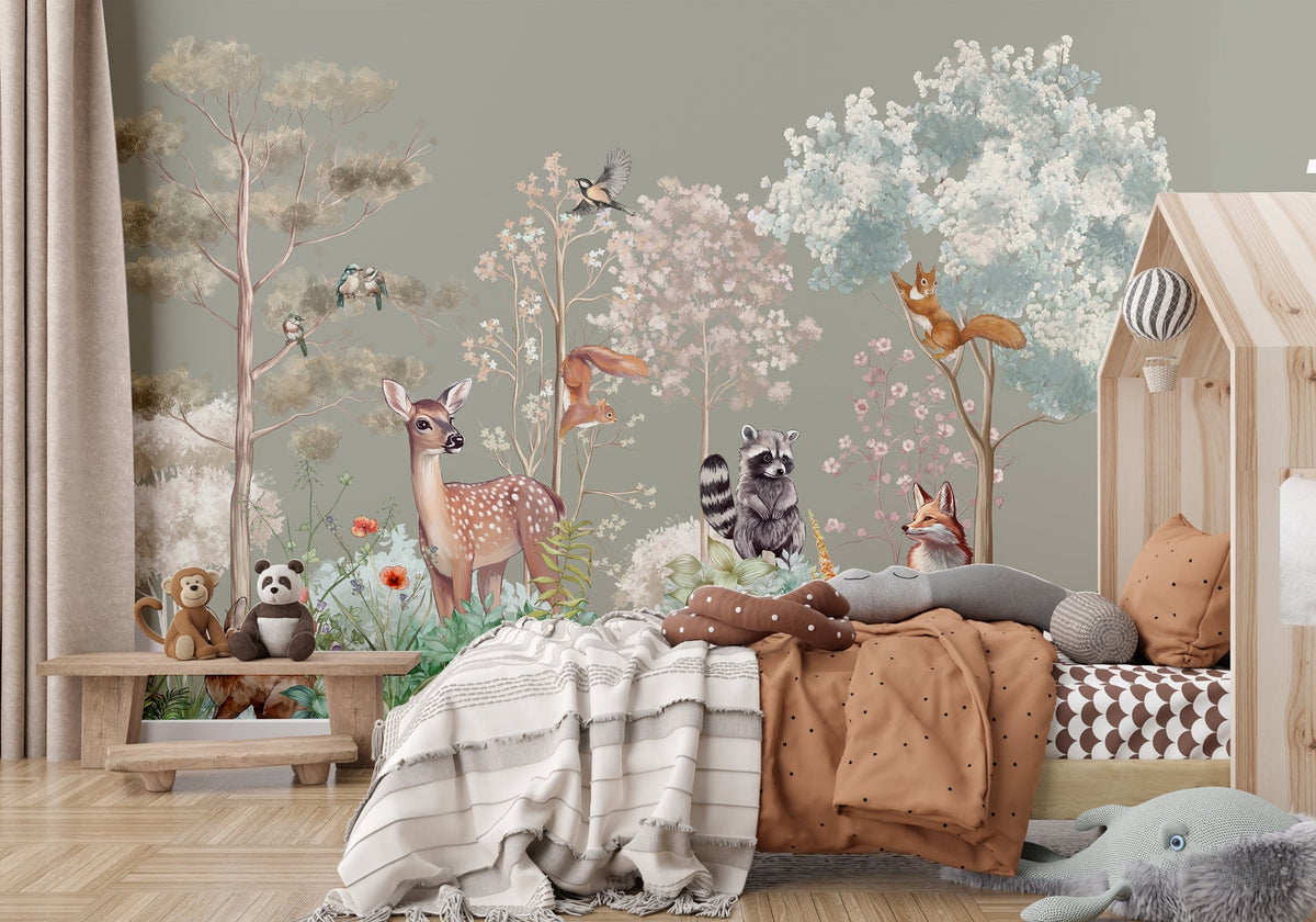 Magical nature sage children's bedroom wallpaper