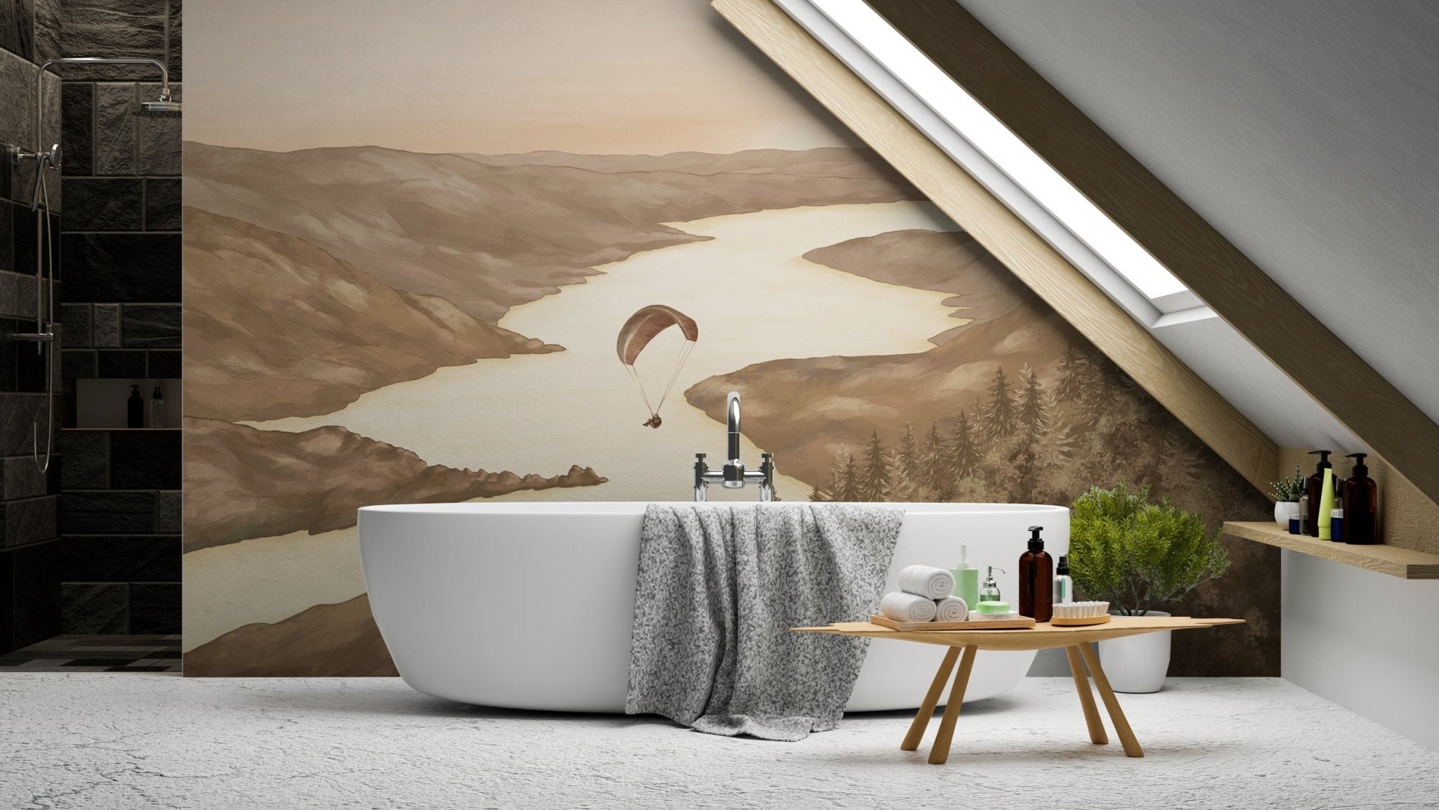 Papier peint col de la Forclaz sépia light, XXL, tendance