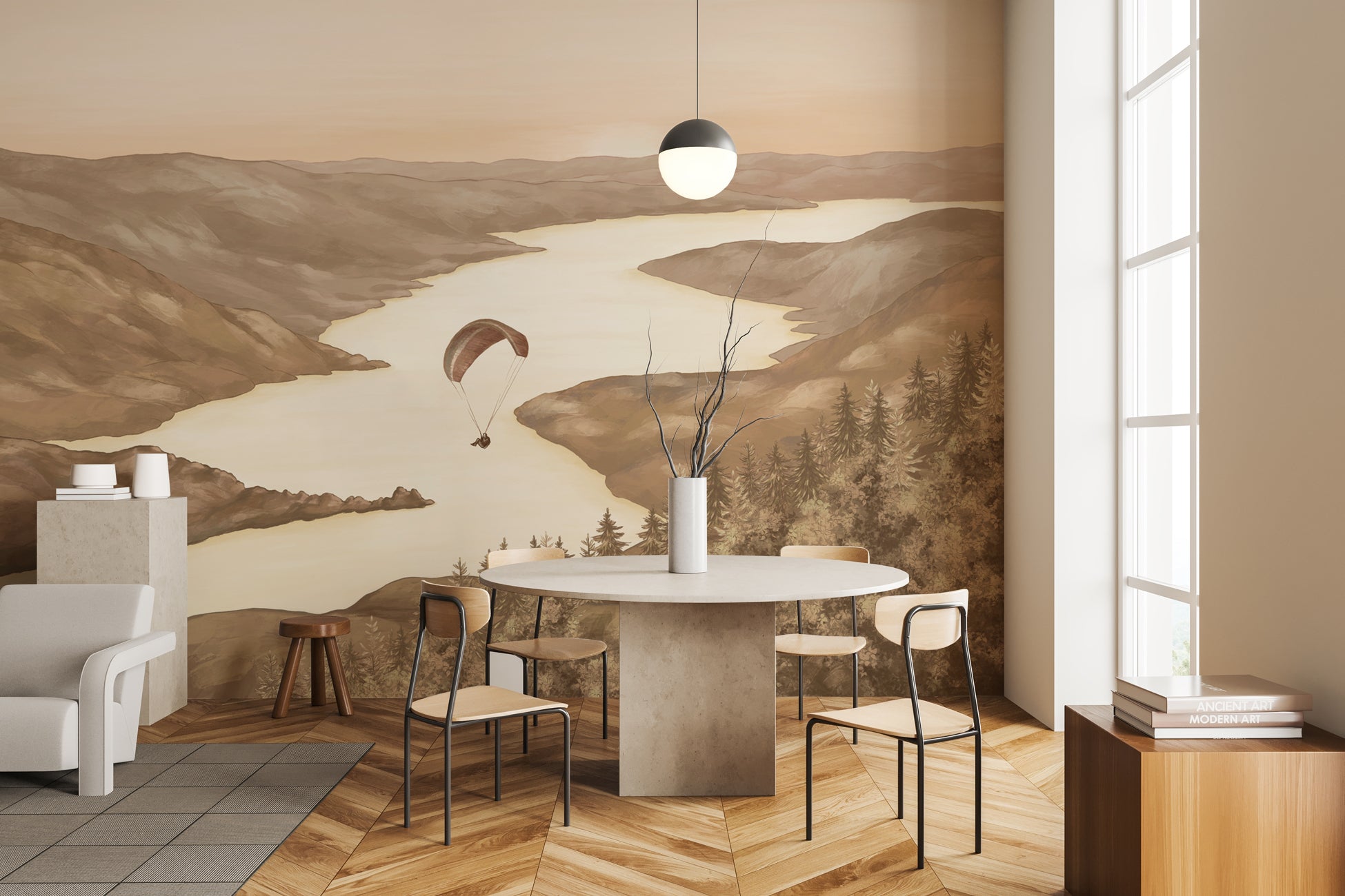 Papier peint col de la Forclaz sépia light, XXL, tendance