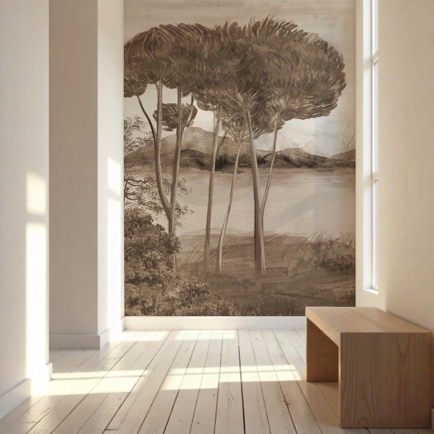 Papier peint panoramique méditerranéen Sépia - Muralconcept