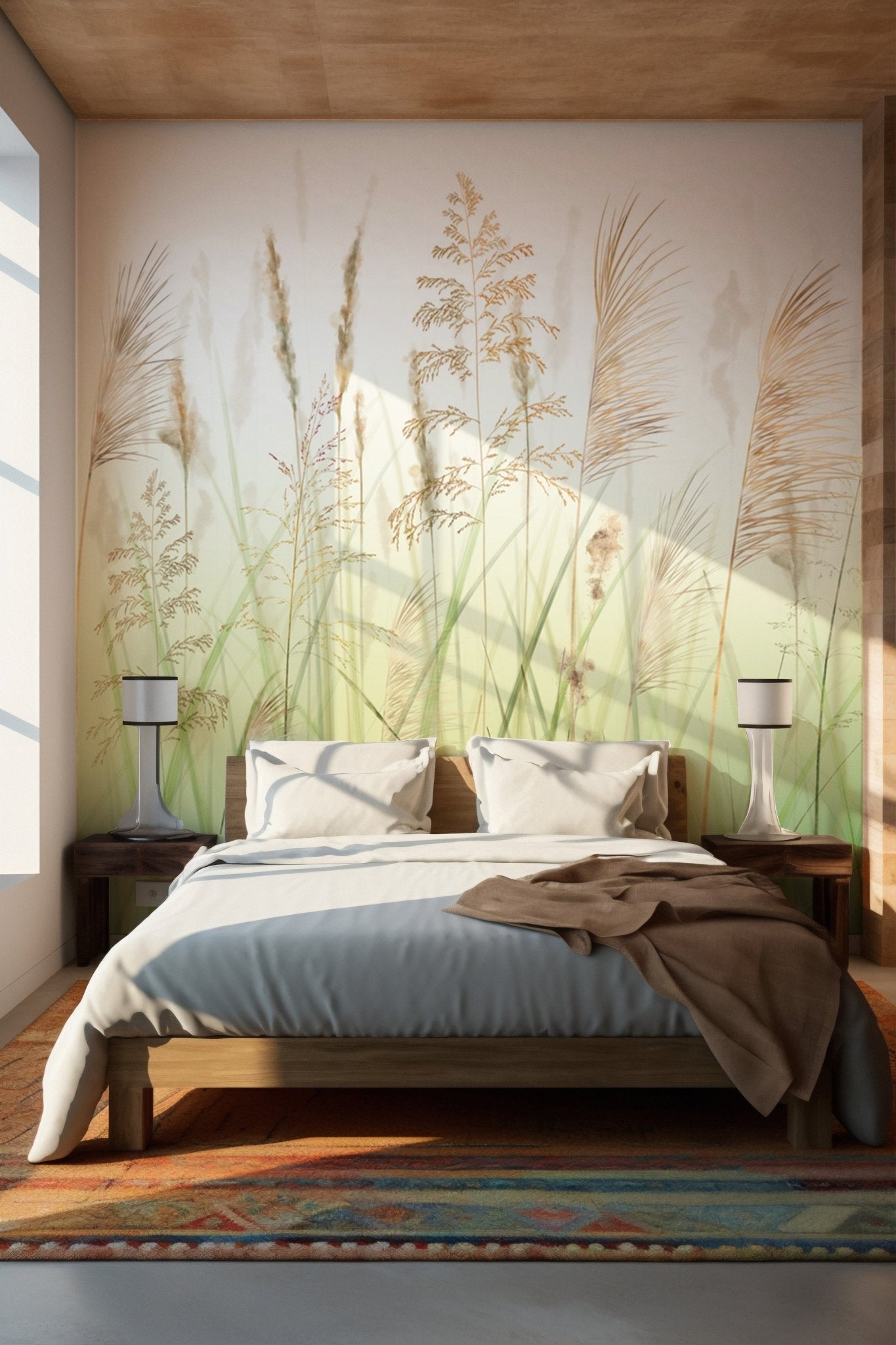 Papier peint fleur des champs de blé dégradé, mural concept, tendance