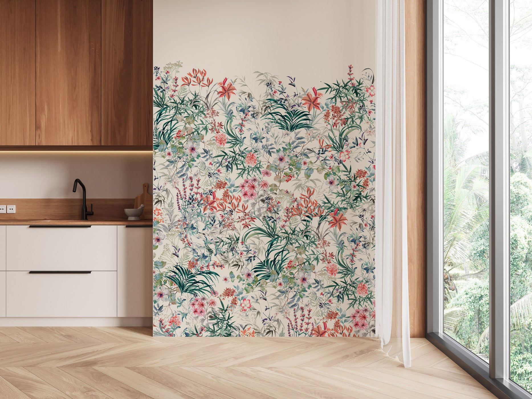 Papier peint floral - Les jardins de Léontine, XXL, tendance