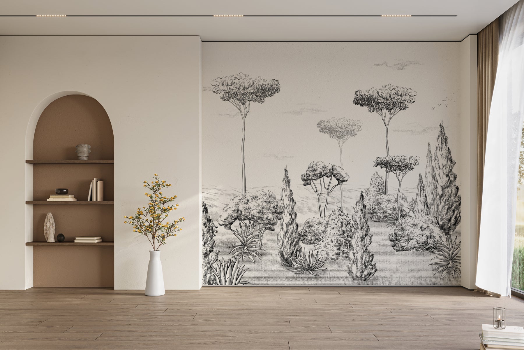 Papier peint panoramique forêt antique, XXL, tendance