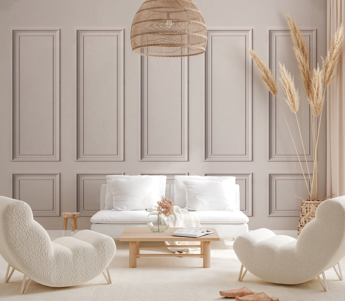 Haussmann-style molding panoramic wallpaper