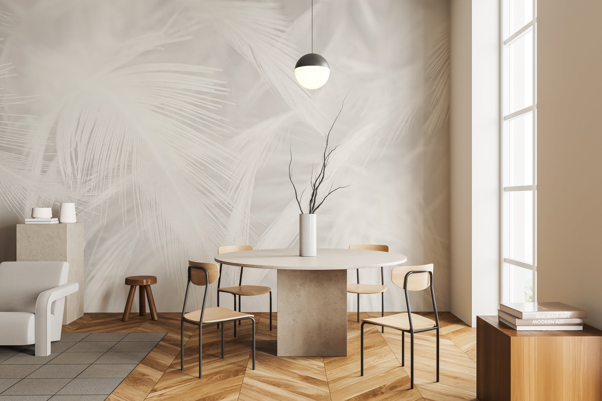 Papier peint plume subtile, XXL, tendance