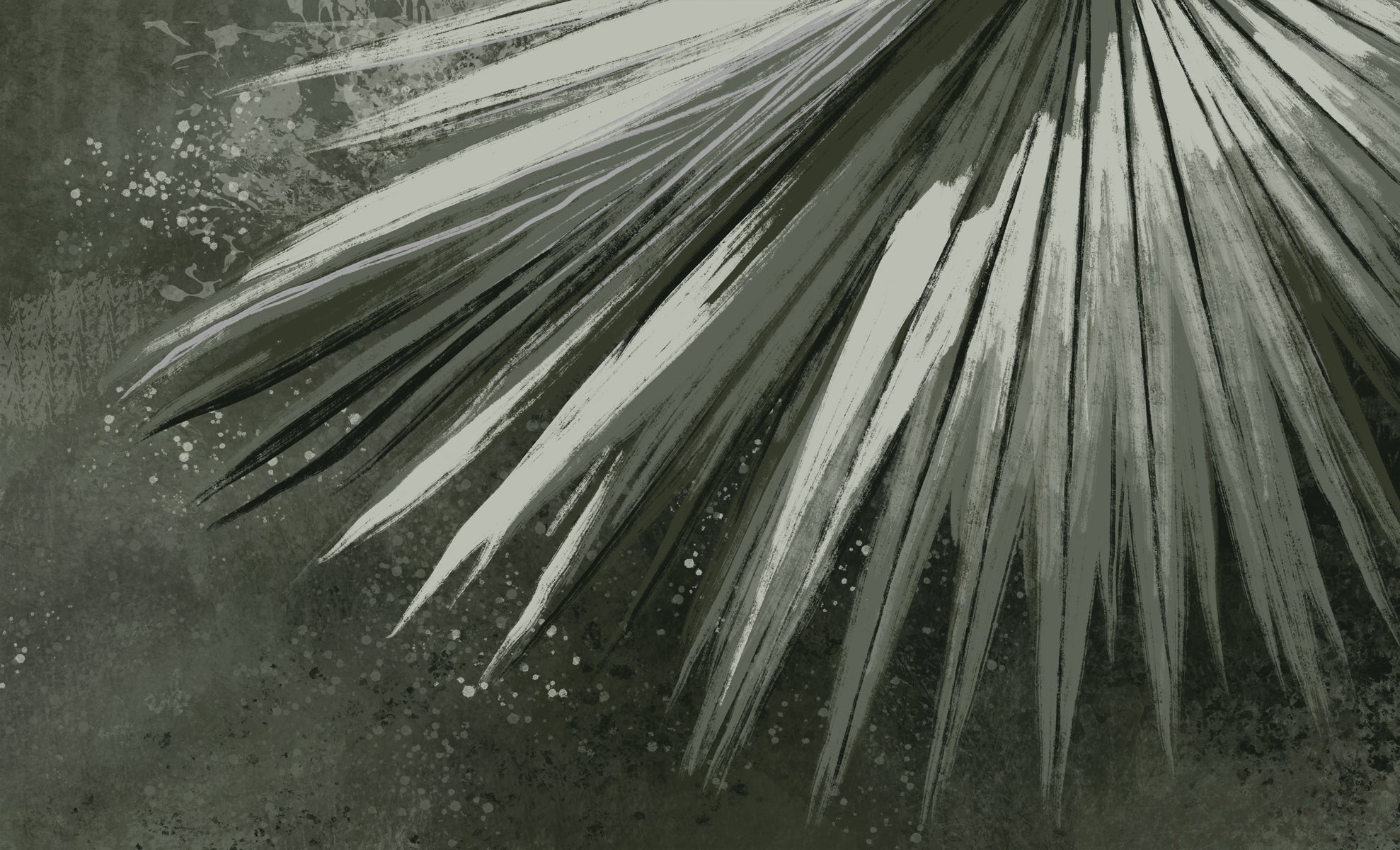 Papier peint panoramique rétro palm vert, XXL, tendance