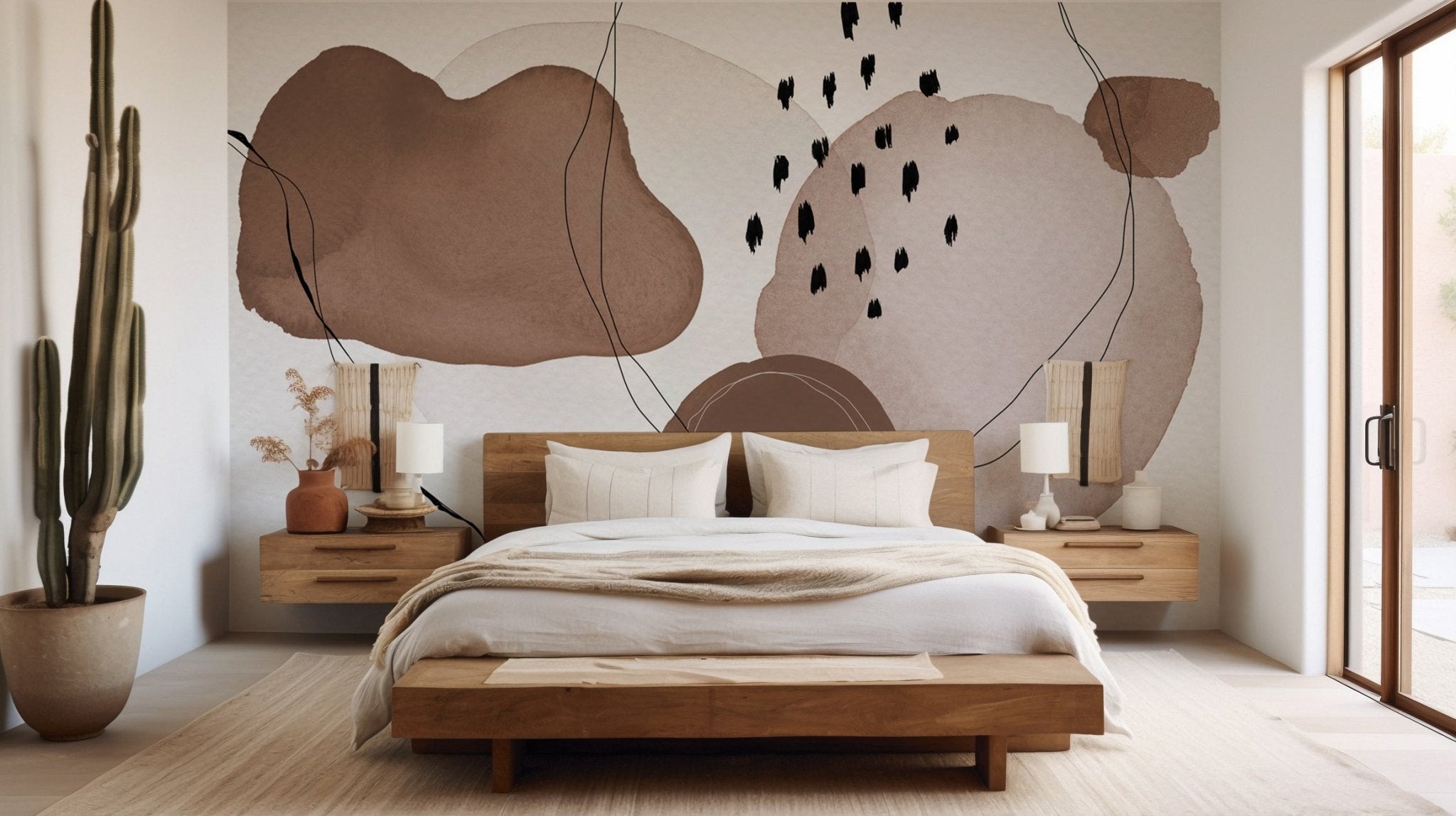 Papier peint moderne aquarelle marron, XXL, tendance