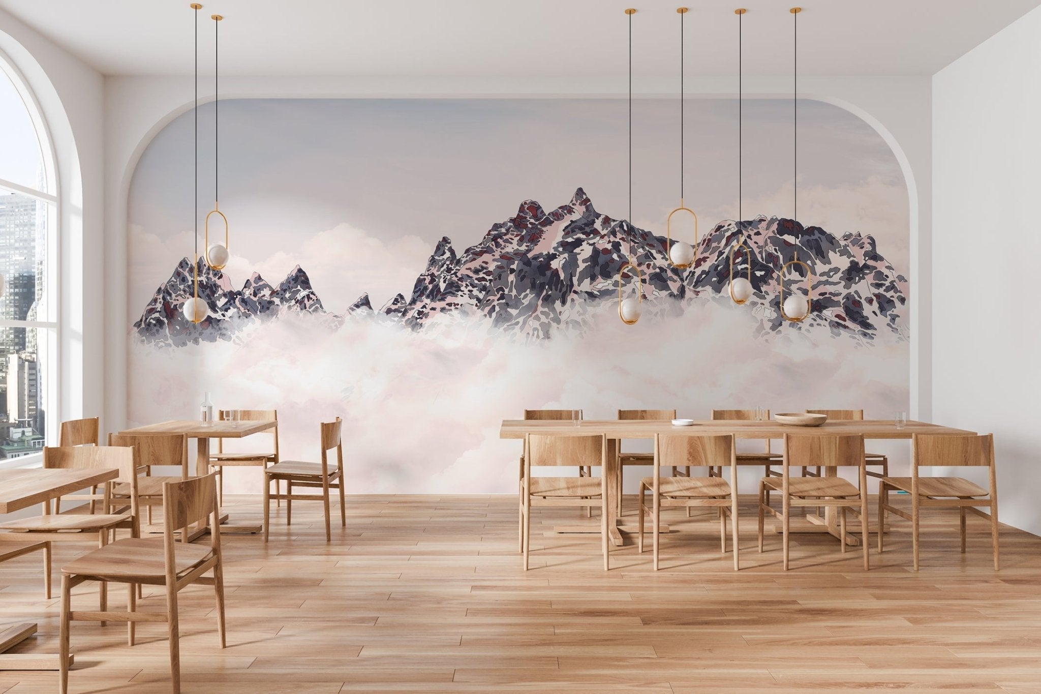 Papier peint coucher de soleil les cimes, XXL, tendance