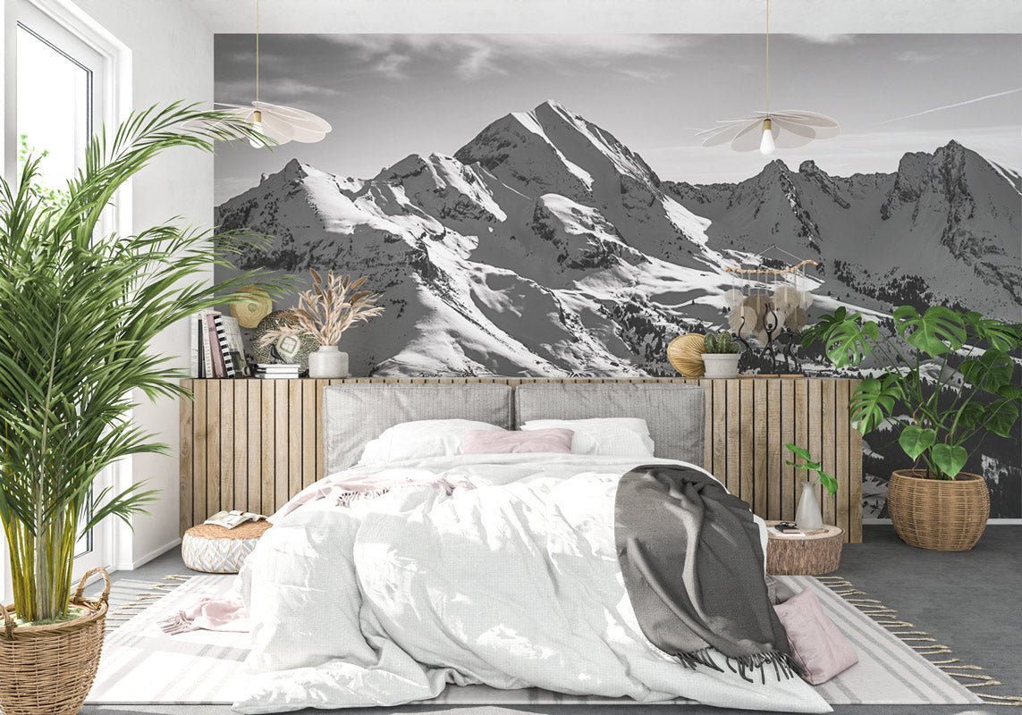 Aravis black and white mountain wallpaper