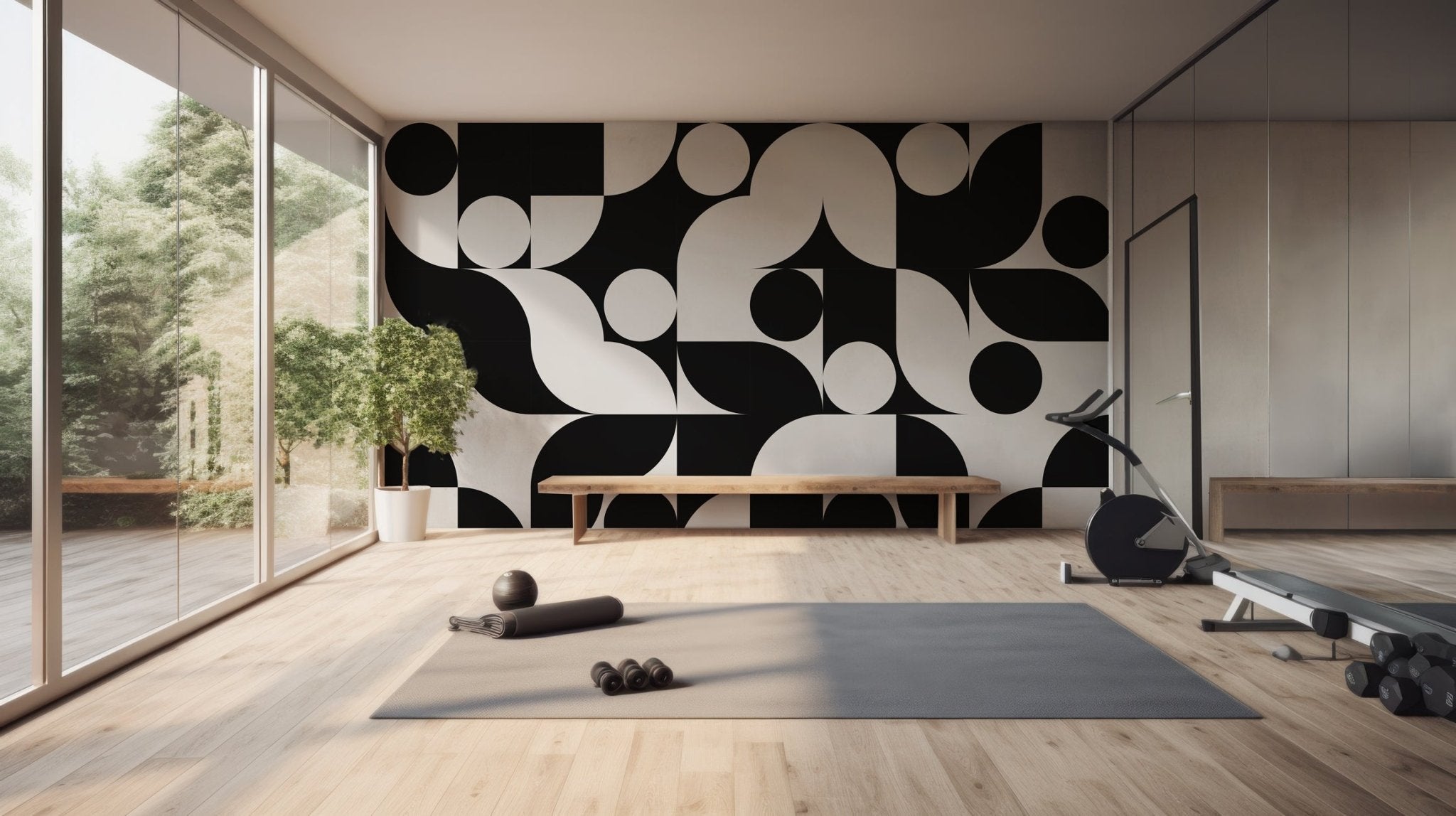 Papier peint moderne shape noir et blanc, XXL, tendance