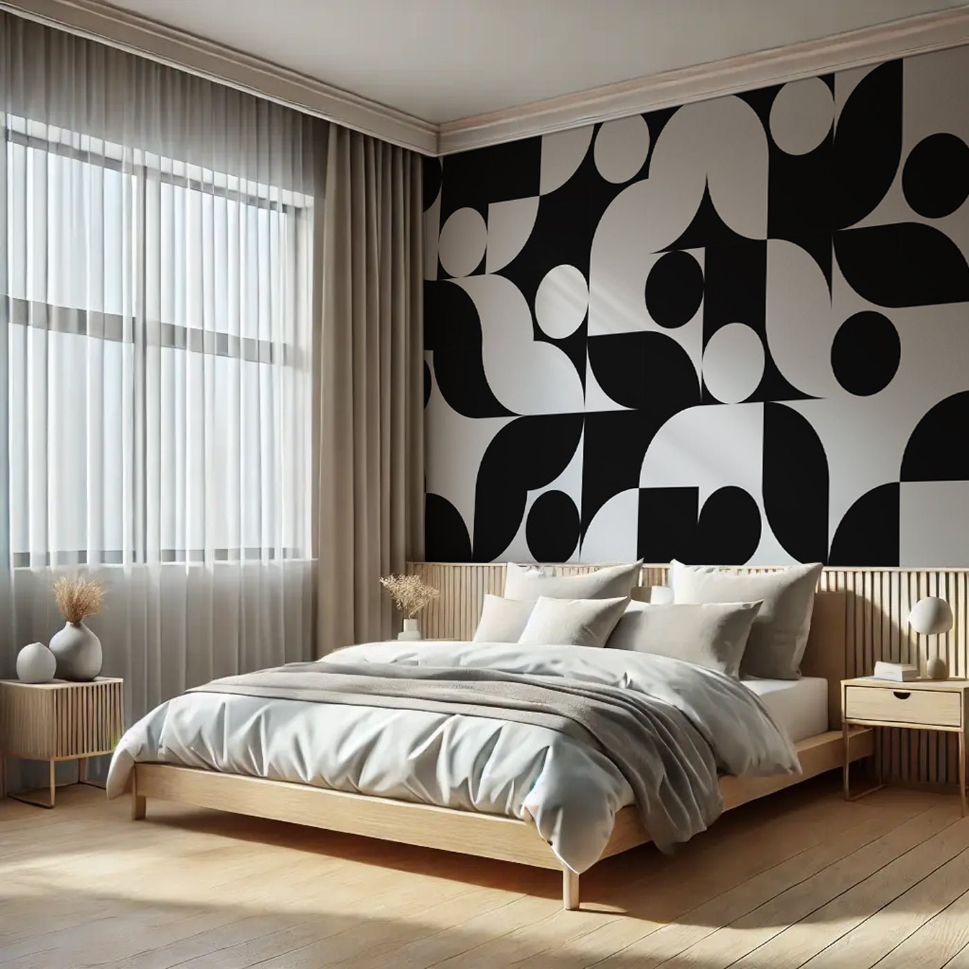Papier peint moderne shape noir et blanc, XXL, tendance