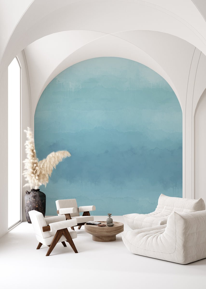 Papier peint panoramique dégradé bleu, XXL, tendance