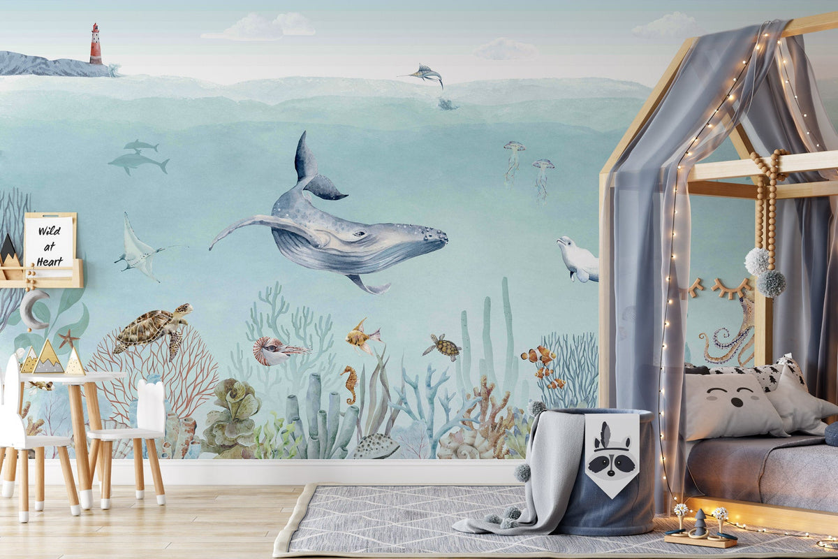 Panoramic marine life wallpaper