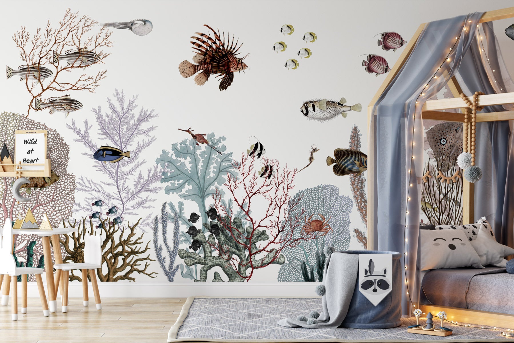 Papier peint récif et coraux, mural concept, tendance