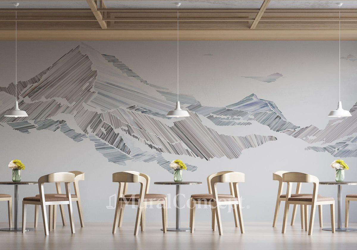 Restaurant wallpaper graphic mountain style