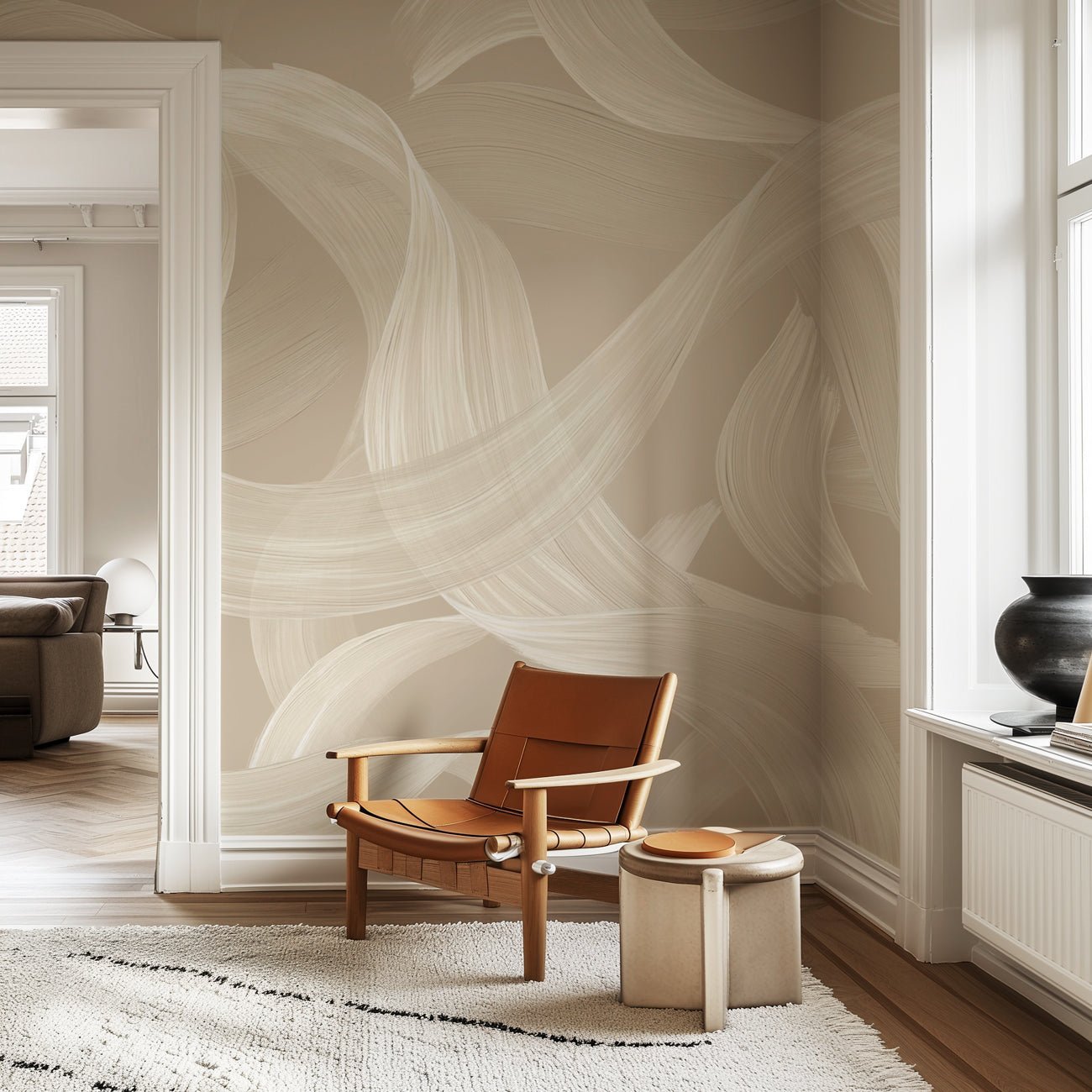 Contemporary wallpaper - Beige vibration, XXL, tendance