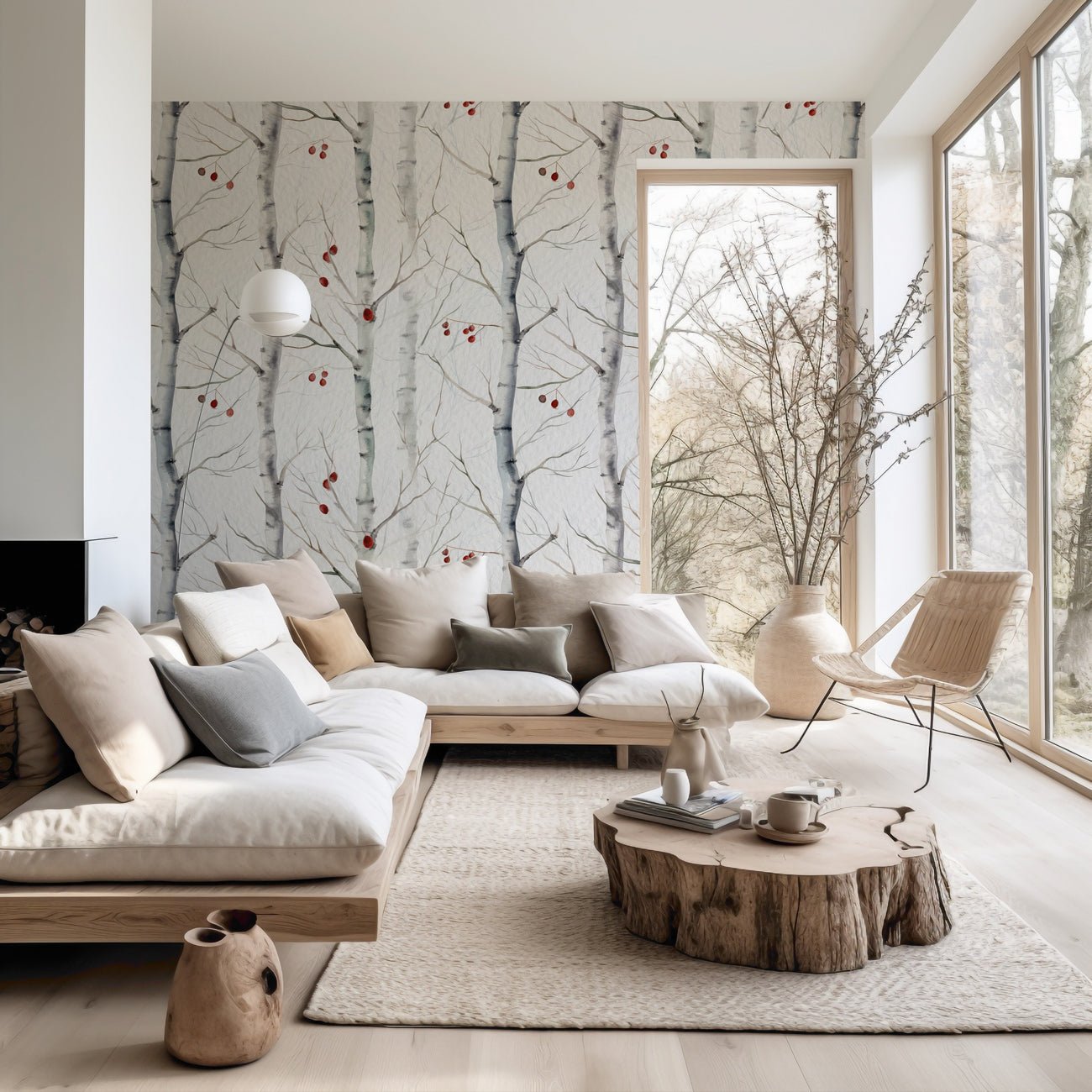 Papier peint peinture bouleau, XXL, tendance