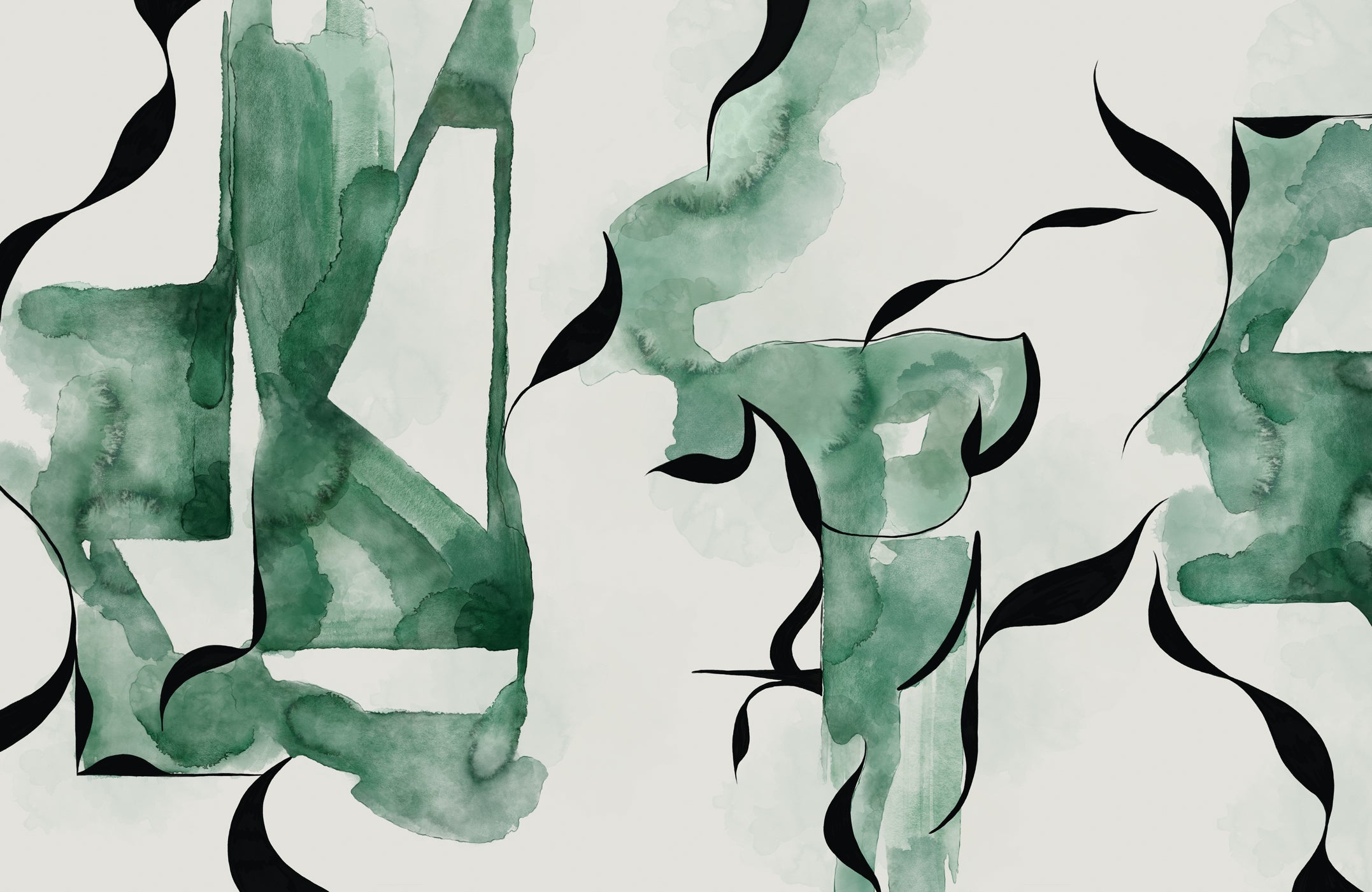 Papier peint abstrait moderne – Abstract Green Flow