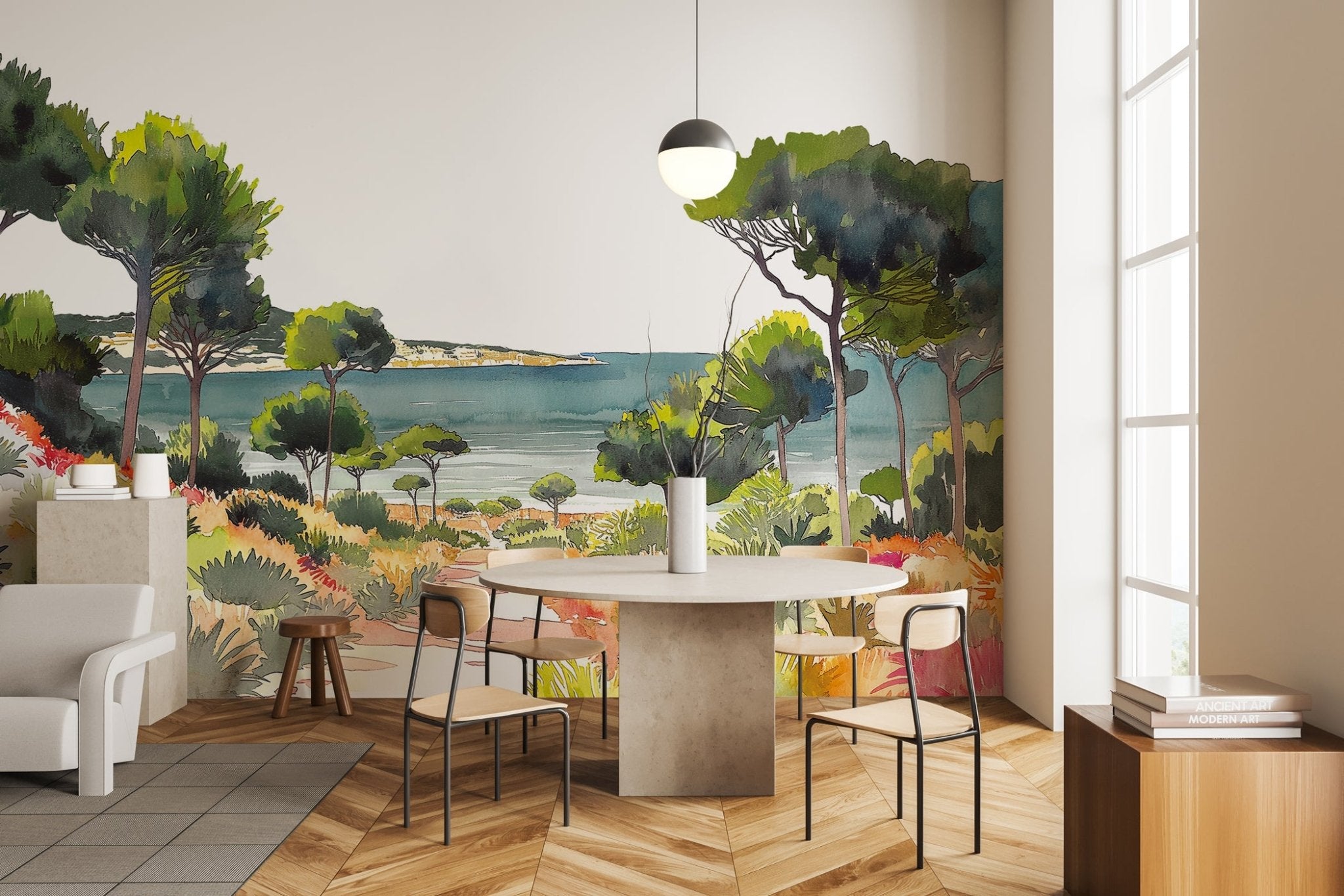 Papier peint panoramique air estival, mural concept, tendance