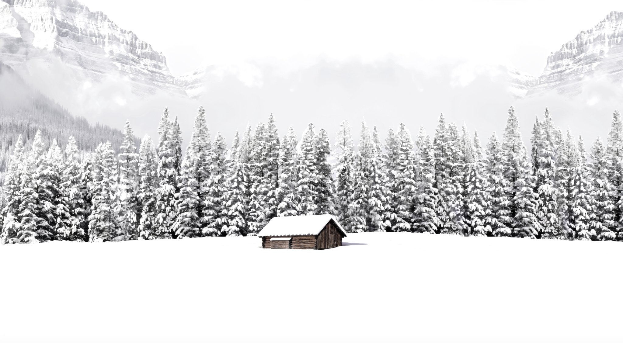 Papier peint panoramique chalet en montagne, mural concept, tendance