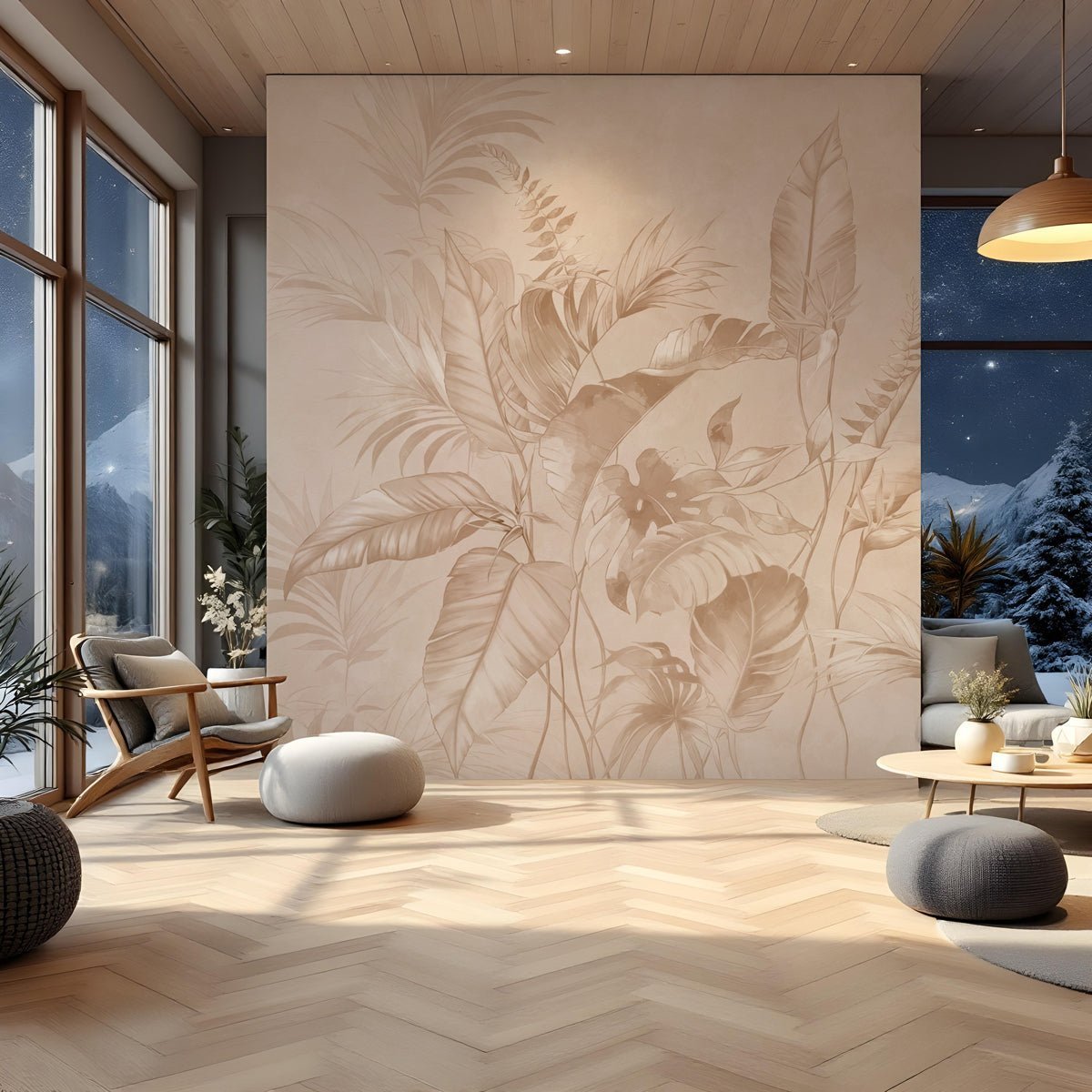 Elegant powdered jungle wallpaper