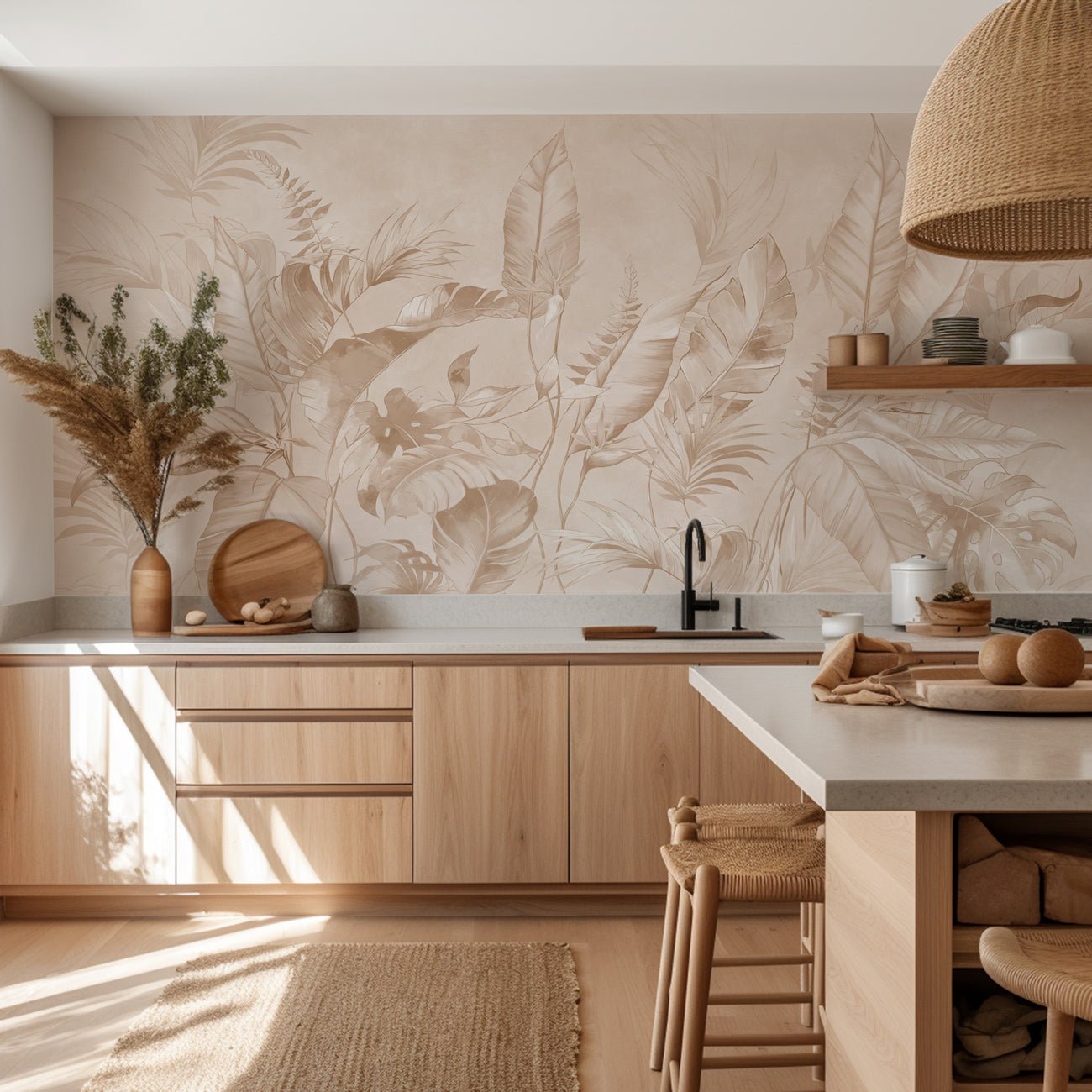 Papier peint élégante jungle poudrée, XXL, tendance