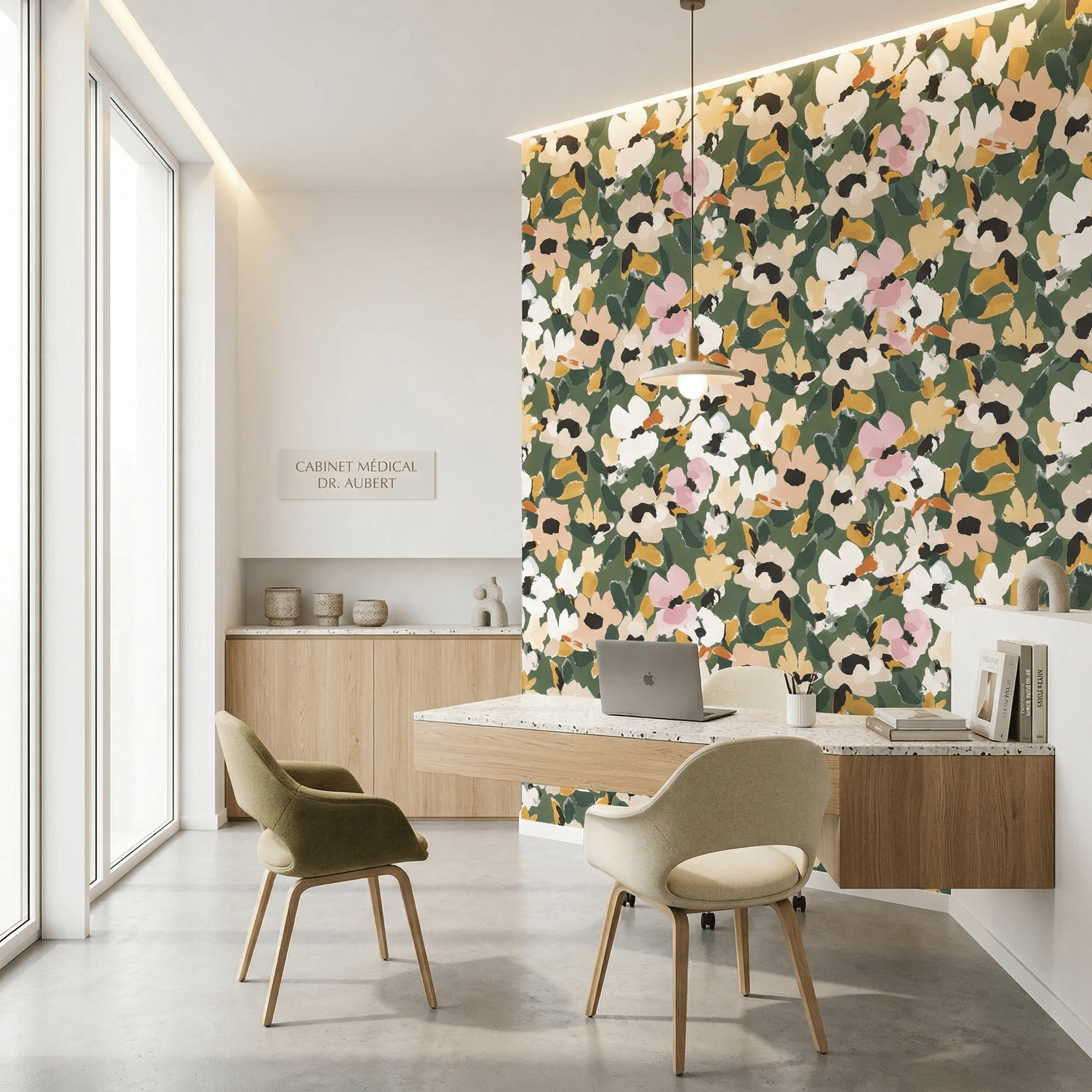 Papier peint floral liberty – Motif fleurs printanières - Muralconcept