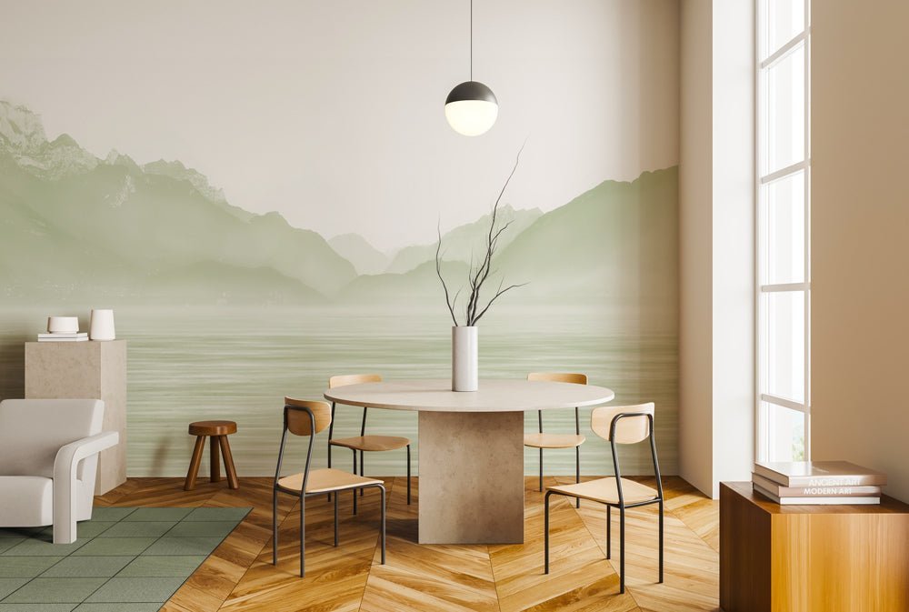 Papier peint Annecy et son lac paisible vert, mural concept, tendance