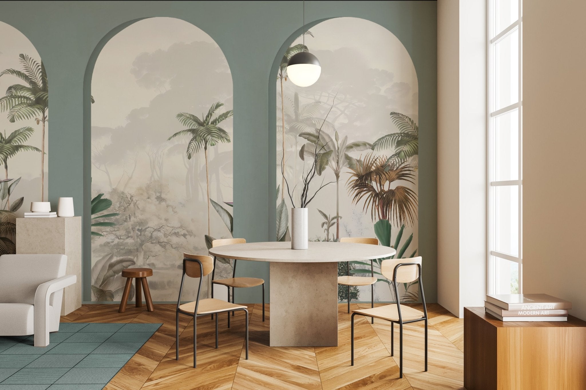 Papier peint arches luxuriantes vert, XXL, tendance