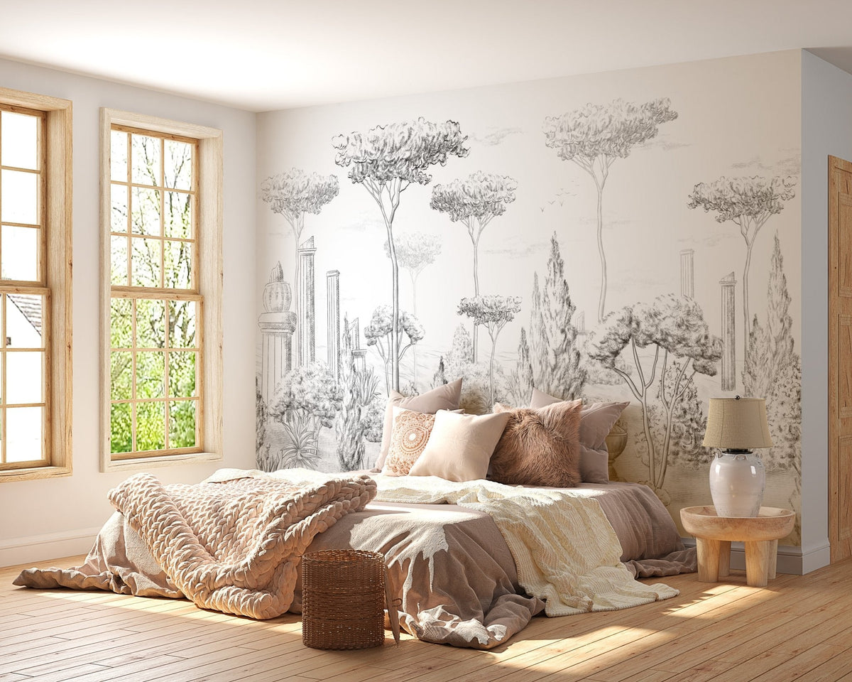 Roman pine forest style wallpaper