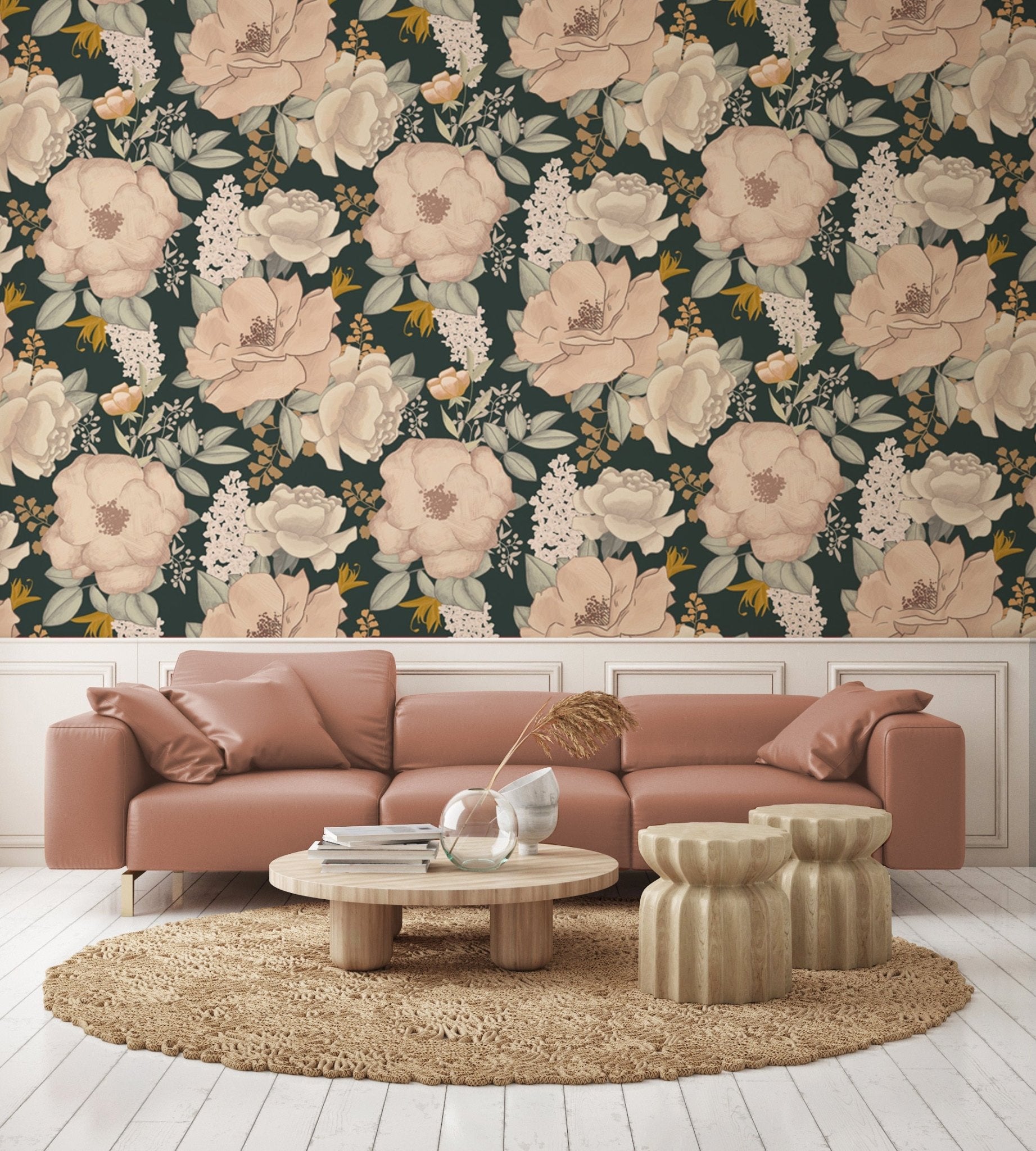 Papier peint fleur pastel profond, XXL, tendance