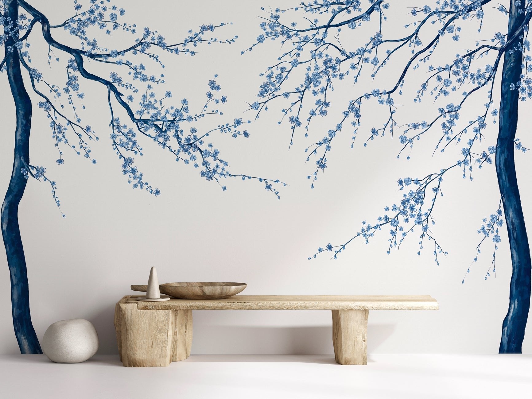 Sakura white panoramic flower wallpaper, XXL, tendance