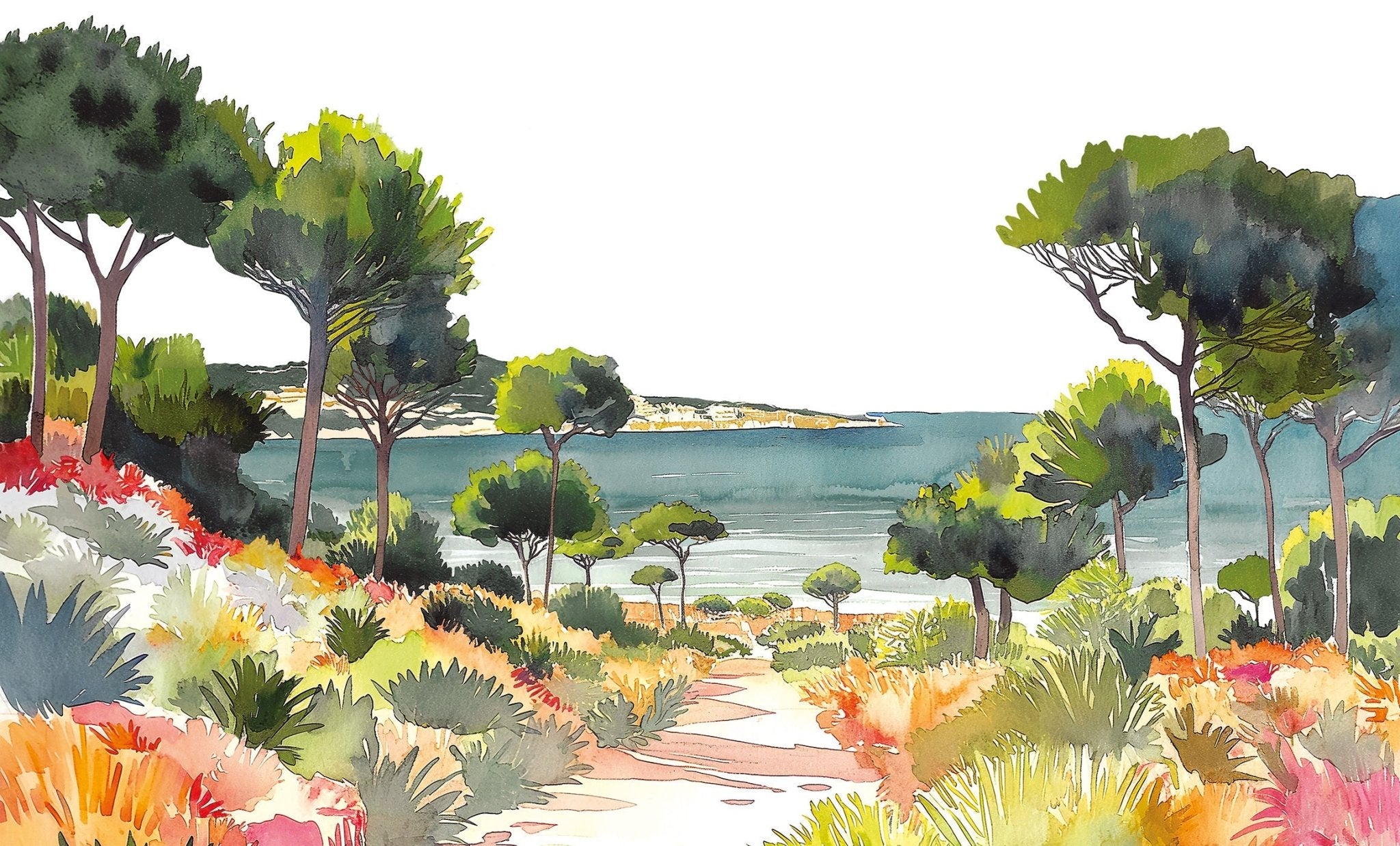 Papier peint panoramique air estival, mural concept, tendance