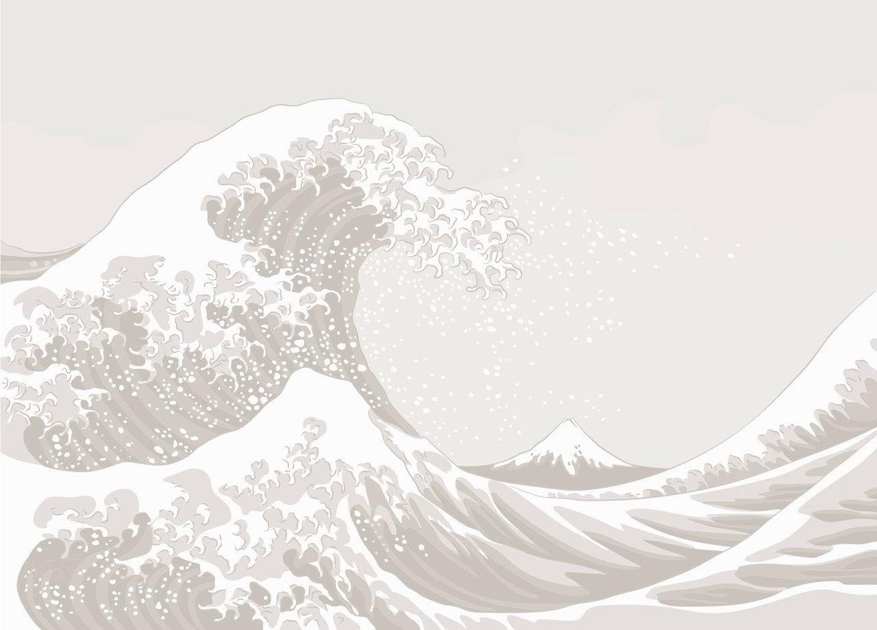 Papier peint japonisant - Grande Vague de Kanagawa Beige - Muralconcept
