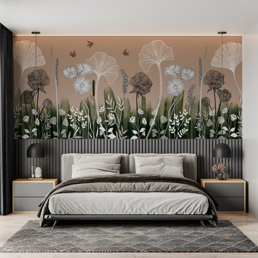 Papier peint panoramique floral addict - papier peint sur mesure francais - muralconcept