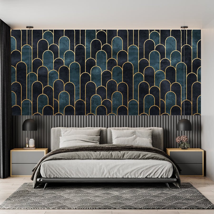 Papier peint dark blue chic - papier peint sur mesure francais - muralconcept