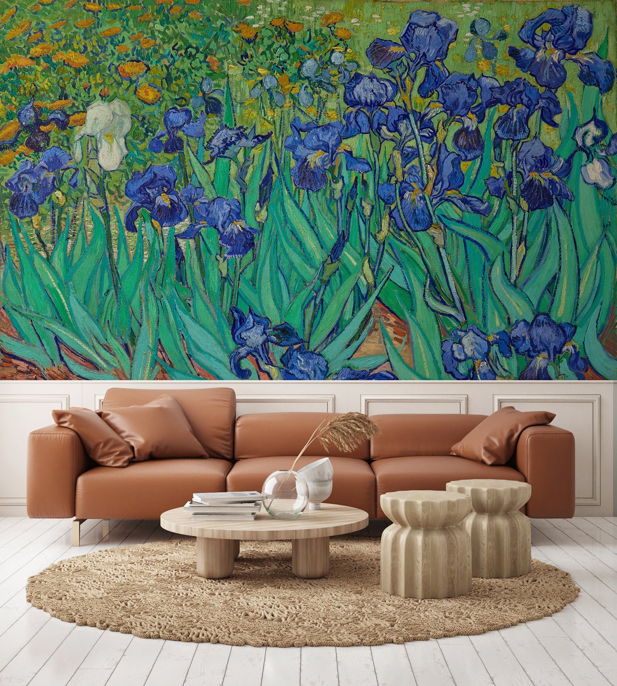 Papier peint fleur Iris, mural concept, tendance