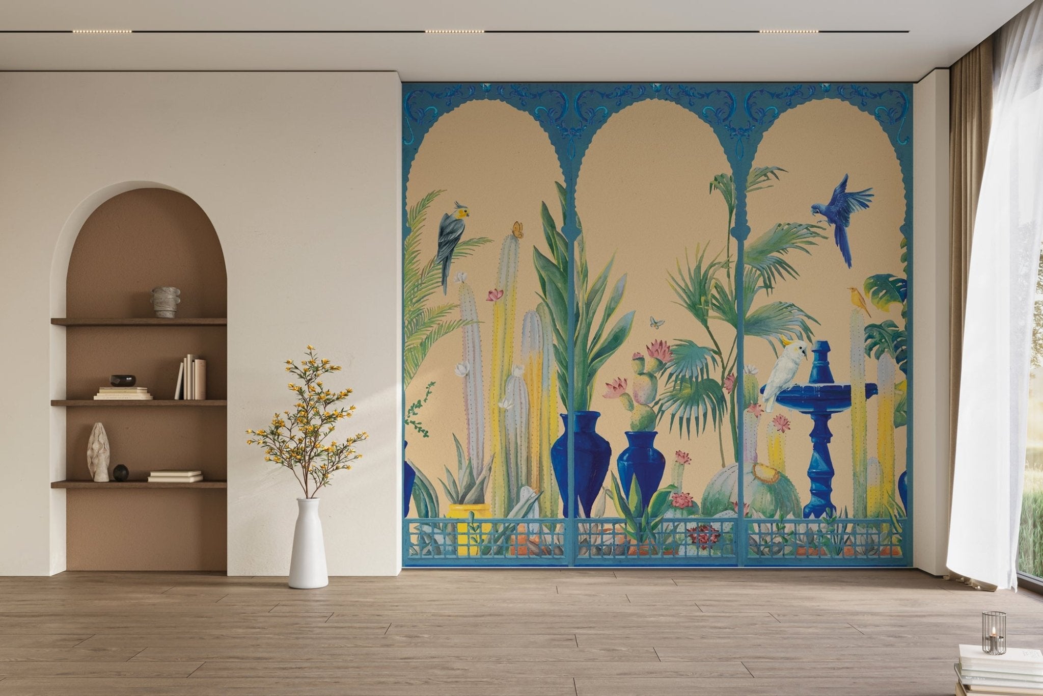 Papier peint panoramique art majorelle, mural concept, tendance