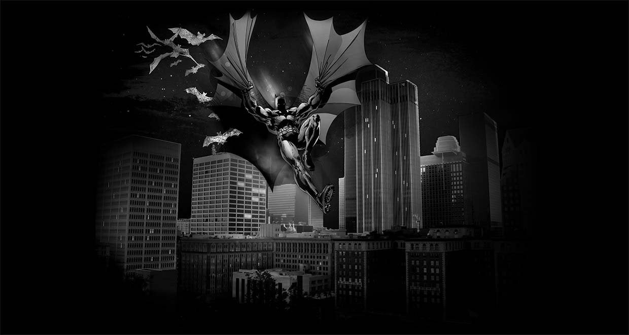 Papier peint panoramique batman film héro all dark - papier peint sur mesure francais - muralconcept