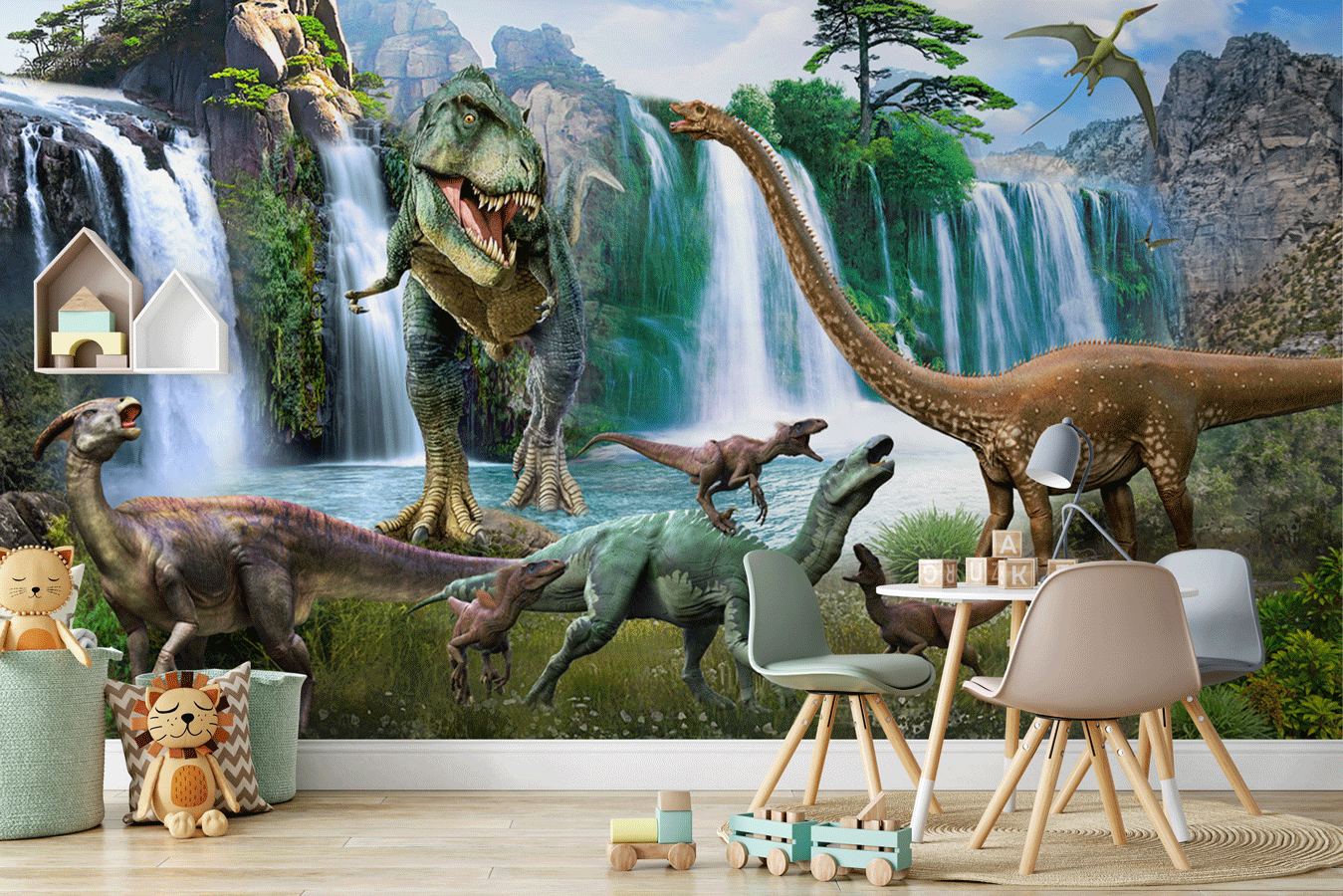 Papier peint Dinosaures 3D - papier peint sur mesure francais - muralconcept
