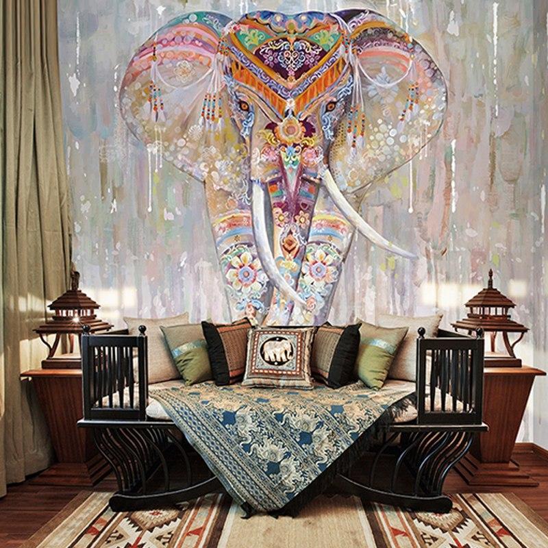 Papier peint Eléphant Boho Indien - papier peint sur mesure francais - muralconcept