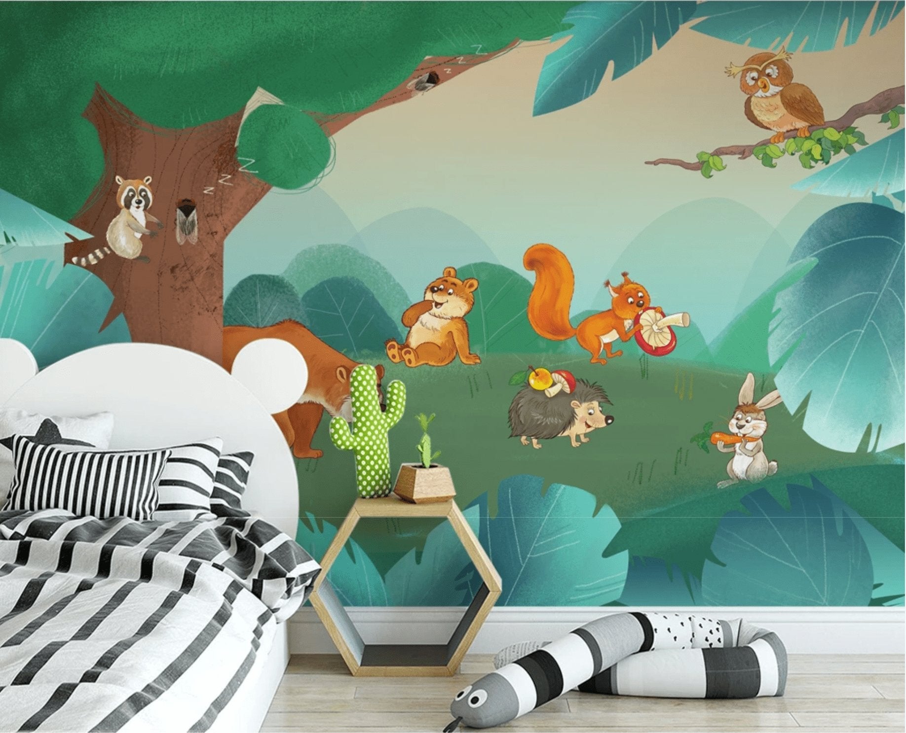 Papier peint enfant amis de la forêt - papier peint sur mesure francais - muralconcept