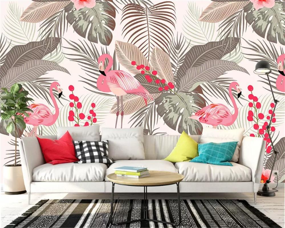 Papier peint Jungle & Flamant Rose - papier peint sur mesure francais - muralconcept